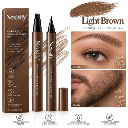 Nexisify® Hair-Like Brows & Beard Pen – Multi-Tip Precision Definer