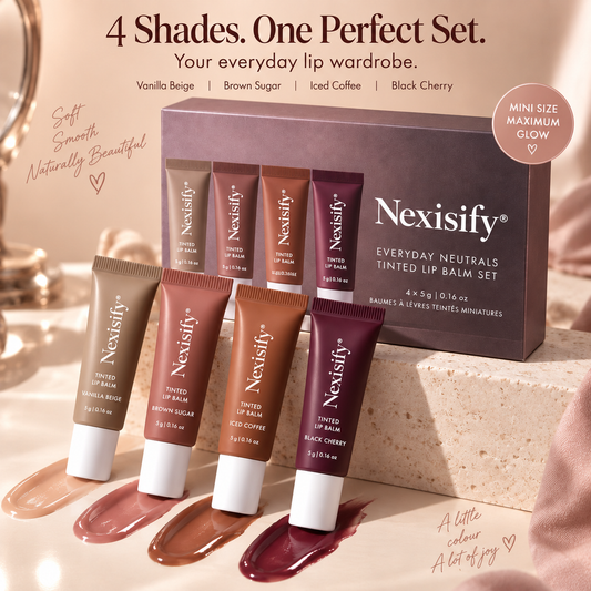 Nexisify® Mini Tinted Lip Balm Set – 4 Glossy, Hydrating Shades