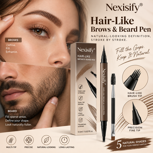 Nexisify® Hair-Like Brows & Beard Pen – Multi-Tip Precision Definer
