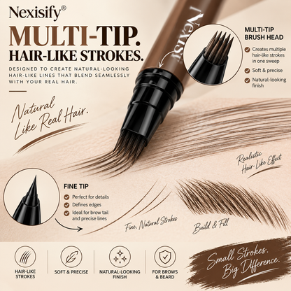 Nexisify® Hair-Like Brows & Beard Pen – Multi-Tip Precision Definer
