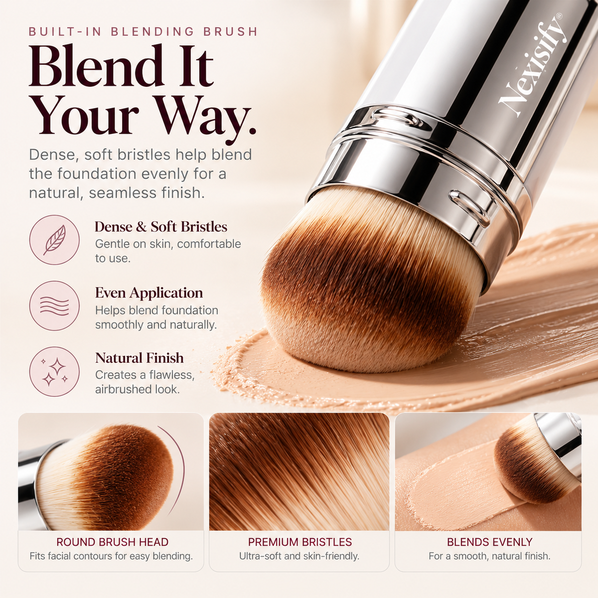 Nexisify® 2-in-1 Foundation Stick with Built-In Blending Brush