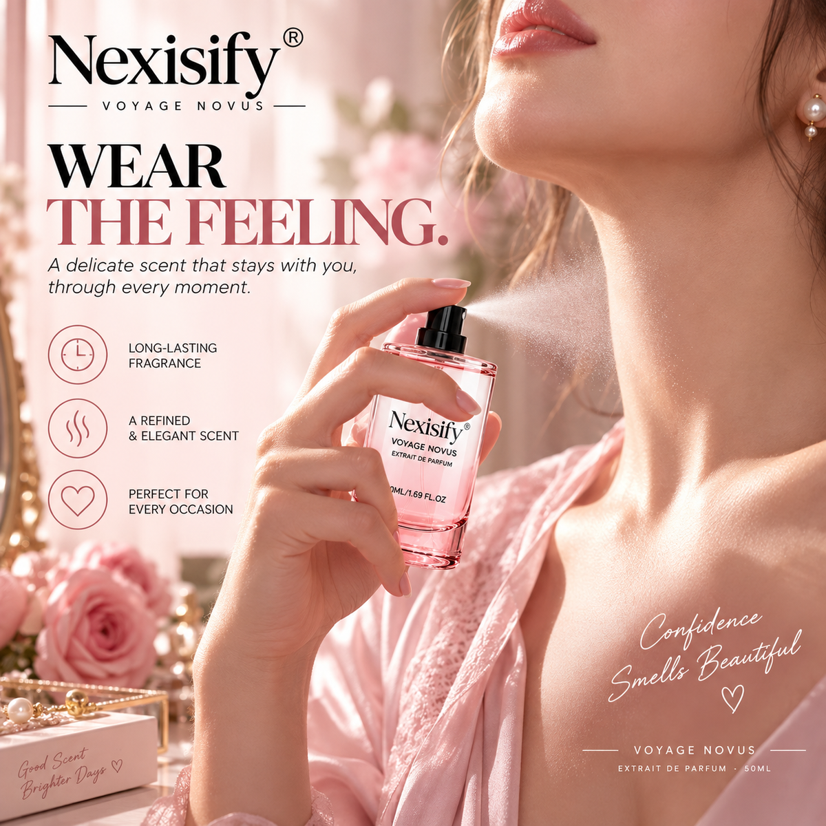 Nexisify® Voyage Novus Extrait de Parfum 50ml – Soft, Elegant & Feminine Fragrance