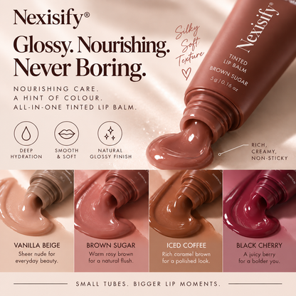 Nexisify® Mini Tinted Lip Balm Set – 4 Glossy, Hydrating Shades