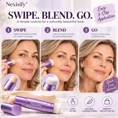 Nexisify® 2-in-1 Full-Coverage Foundation Stick with Blending Brush