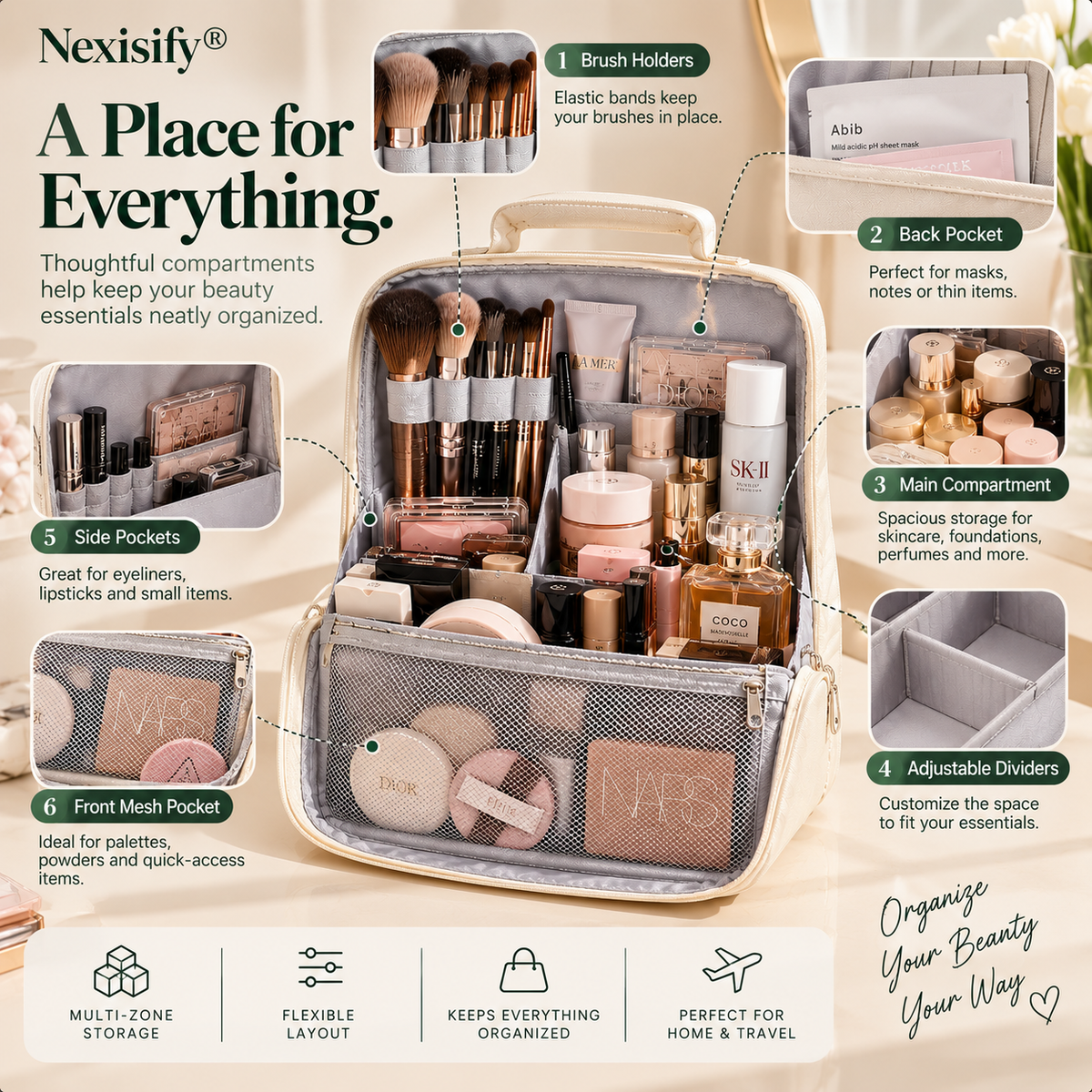 Nexisify® Travel Beauty Organizer