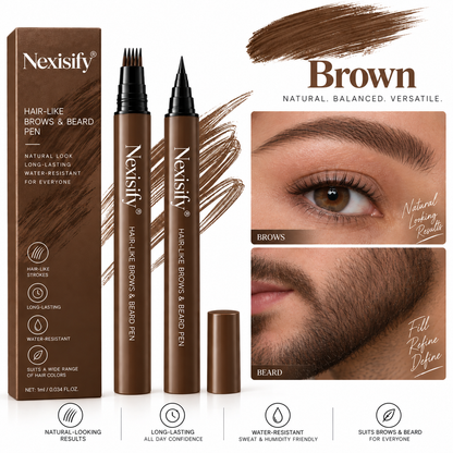 Nexisify® Hair-Like Brows & Beard Pen – Multi-Tip Precision Definer