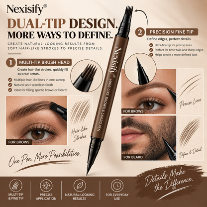 Nexisify® Hair-Like Brows & Beard Pen – Multi-Tip Precision Definer