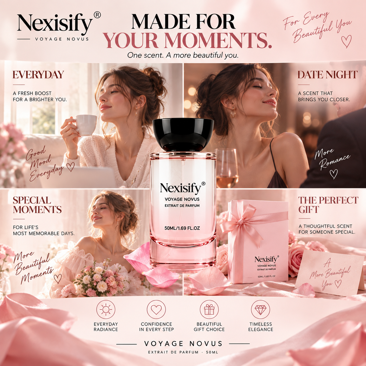 Nexisify® Voyage Novus Extrait de Parfum 50ml – Soft, Elegant & Feminine Fragrance