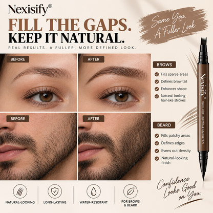 Nexisify® Hair-Like Brows & Beard Pen – Multi-Tip Precision Definer