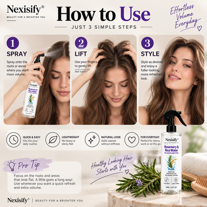 Nexisify® Rosemary & Rice Water Volumizing Hair Spray – Fuller, Lightweight-Looking Hair
