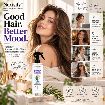 Nexisify® Rosemary & Rice Water Volumizing Hair Spray – Fuller, Lightweight-Looking Hair