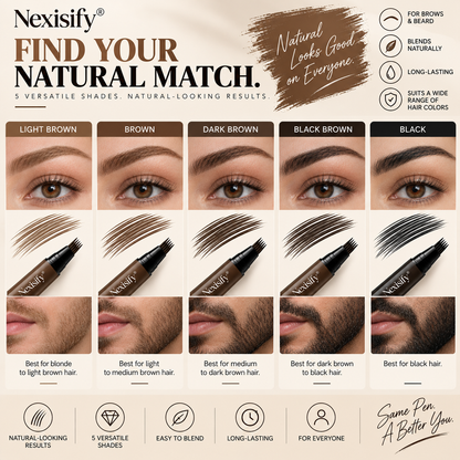 Nexisify® Hair-Like Brows & Beard Pen – Multi-Tip Precision Definer