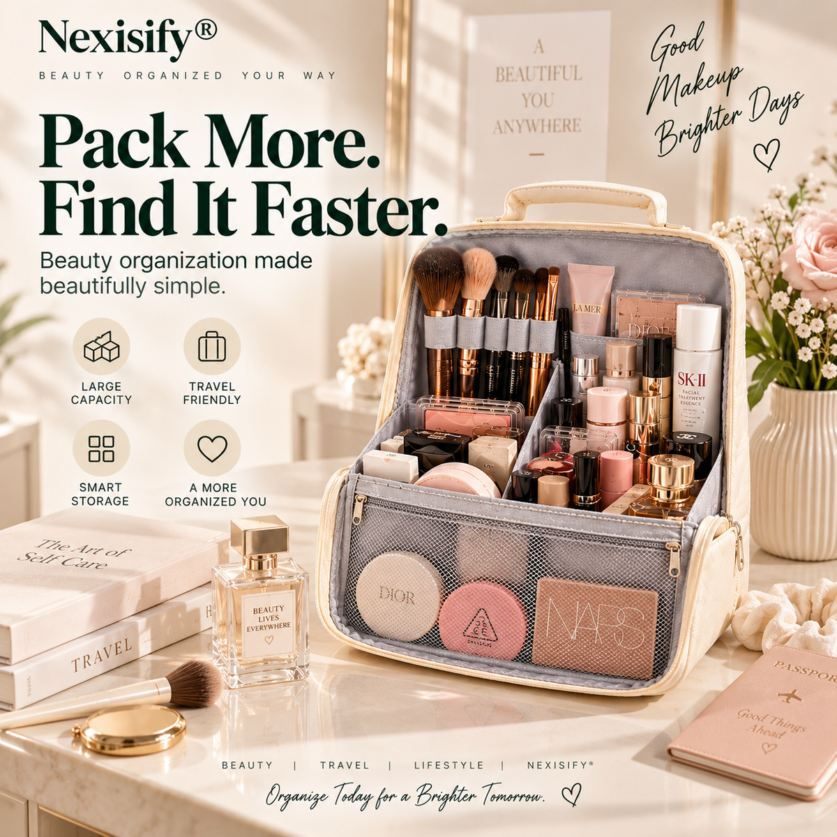Nexisify® Travel Beauty Organizer