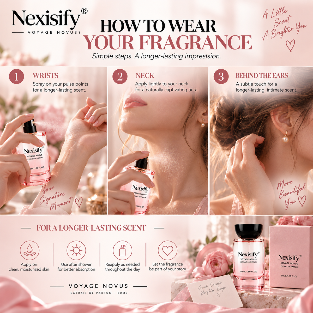 Nexisify® Voyage Novus Extrait de Parfum 50ml – Soft, Elegant & Feminine Fragrance