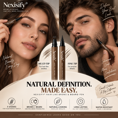 Nexisify® Hair-Like Brows & Beard Pen – Multi-Tip Precision Definer