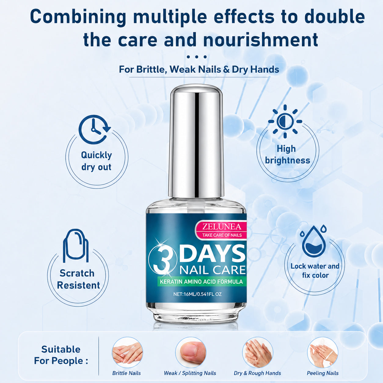 Keratin & Amino Acid Nail Strengthener, Clear Cuticle Oil